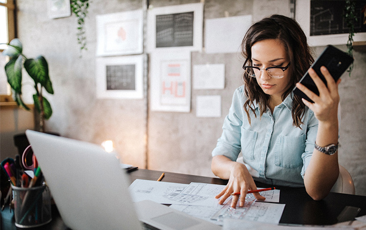 woman working from home on laptop